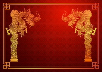 Wall Mural - Chinese traditional template with chinese dragon 