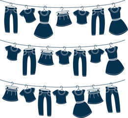 various clothes on washing line