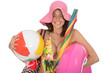 Young Woman Wearing a Swim Suit on Holiday Carrying a Beach Ball