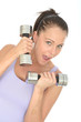 Healthy Young Woman Training With Dumb Bell Weights
