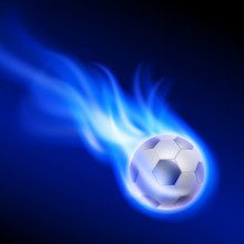Burning Football On Blue Fire
