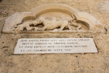 Details of alessandria church wall, piedmont, italy