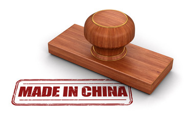 Poster - Stamp Made In China.  Image with clipping path