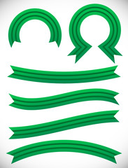 Poster - Striped green banner set -  Semicircle, circle, arching, wavy, s