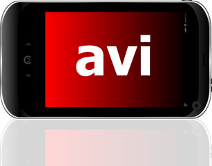 Poster - Web development concept: smartphone with word avi on display