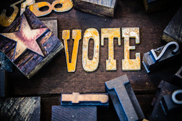 Poster - Vote Concept Wood and Rusted Metal Letters