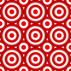 Poster - Red and white concentric circles abstract pattern. Seamlessly re