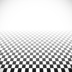 Poster - 3d Fading checkered plane with perspective. Fade effect with opa