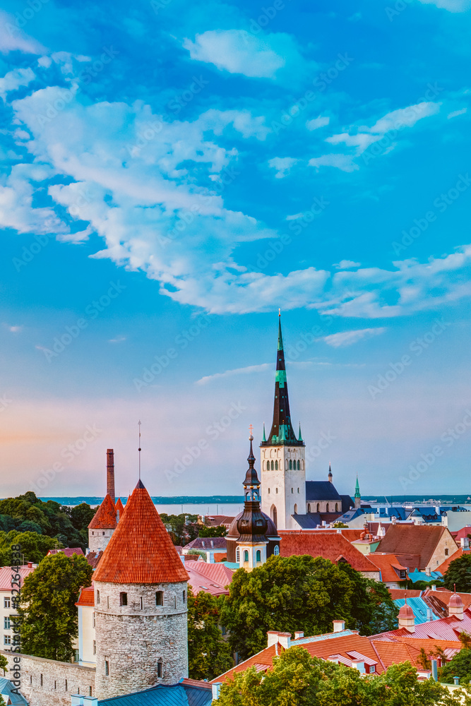 Obraz na płótnie Panorama Panoramic Scenic View Landscape Old City Town Tallinn I w salonie