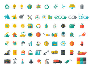 Sticker - Collection of ecology flat icons