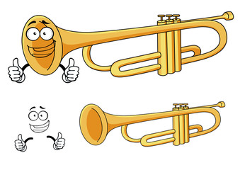 Sticker - Cartoon happy classic brass trumpet character