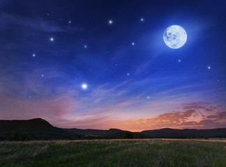 Wall Mural - beautiful night sky with the full moon and stars