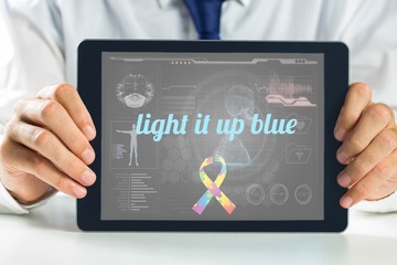 Wall Mural - Light it up blue against medical biology interface in black