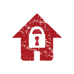 Poster - Red grunge lock house logo