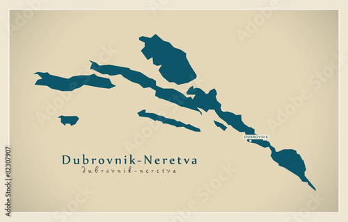 Fotomural Modern Map - Dubrovnik Neretva HR
