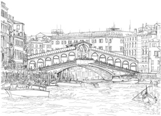 Wall Mural - Venice - Grand Canal. View of the Rialto Bridge