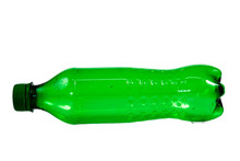 Plastic Green Bottle On White  Backgrond