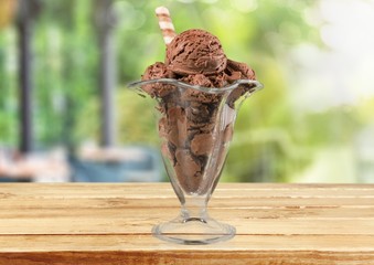 Canvas Print - Ice. Chocolate ice cream in cup on white background