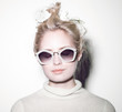 © Rattleray - fashion woman portrait. Sunglasses Hippie hair flowers on face