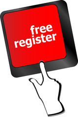 Poster - free register computer key showing internet login vector