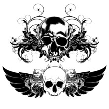 Decorative Art Background With Skull
