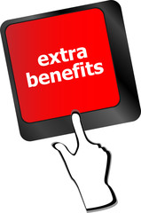 Poster - extra benefits button on keyboard - business concept vector
