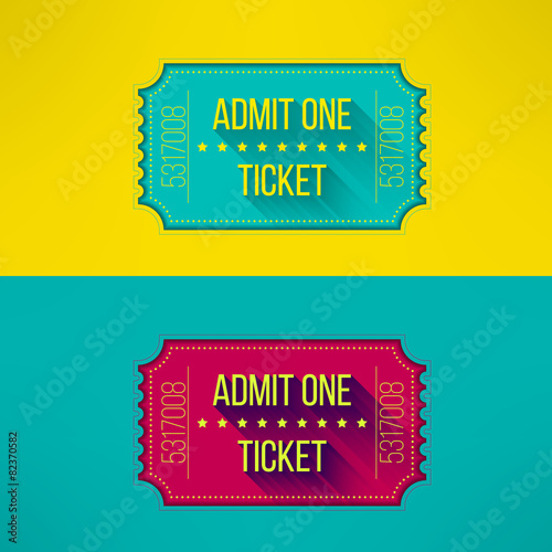 Fotografie, Obraz Entry ticket in modern flat design with long shadow. Admit one