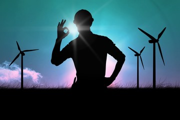 Poster - Composite image of handyman gesturing ok sign