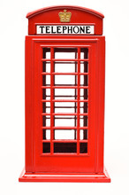 Red Phone Booth Isolated On White Background