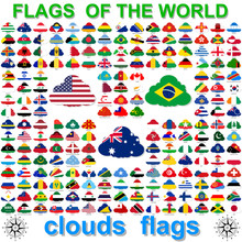 Flags Of The World And  Map On White Background. Vector Illustra