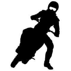 Black silhouettes Motocross rider on a motorcycle. Vector illust