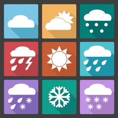 colored square icons set of weather forecast
