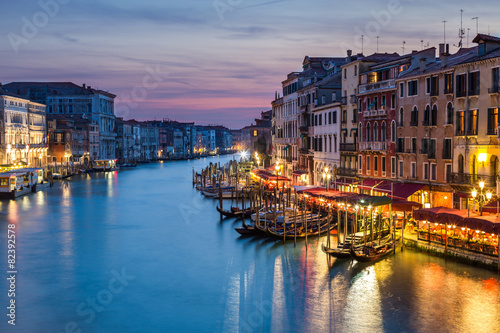 Obraz w ramie Grand Canal at night from Rialto Bridge in Venice, Italy