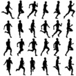 © Arrows - Set of silhouettes. Runners on sprint, men. vector illustration.