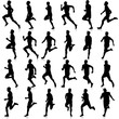 © Arrows - Set of silhouettes. Runners on sprint, men. vector illustration.