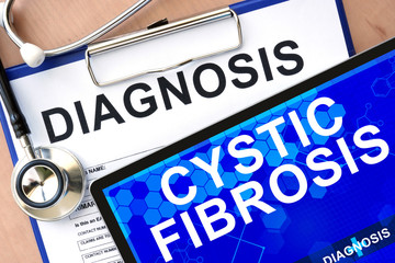 Wall Mural - Form with word diagnosis and tablet with cystic fibrosis