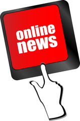 Poster - online news word on black keyboard and green button vector