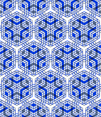 Seamless optical ornamental pattern with three-dimensional geome