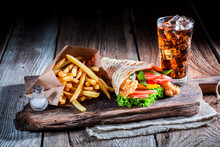 Fresh Kebab With Cod Drink And Fries