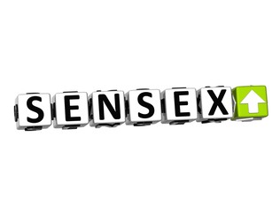 Poster - 3D SENSEX Stock Market Block text on white background