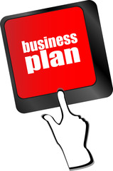 Poster - business plan button on computer keyboard key vector