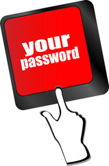 Poster - your password button on keyboard - security concept vector