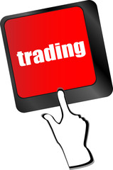 Poster - Button on Modern Computer Keyboard with Word trading vector