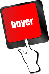 Poster - buyer button on keyboard key - business concept vector