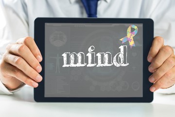 Poster - Mind against medical biology interface in blue