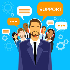 Poster - support business people group technical team on line