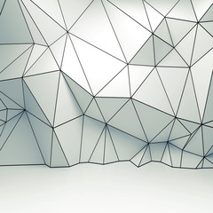 Wall Mural - polygonal 3d wireframe relief pattern on the wall