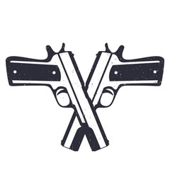 crossed classic pistols with grunge texture vector, eps10