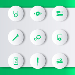 Sticker - settings, configuration, preferences green modern round icons