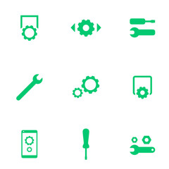 Sticker - settings, configuration, preferences green flat icons